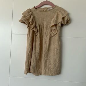 Zara Textured Ruffle Dress in Ecru color